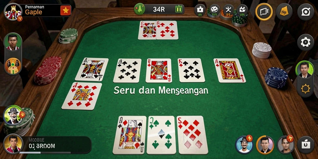 Tampilan gameplay seru dari 34R yang penuh strategi Gaple.