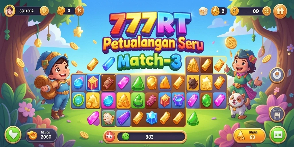 Tampilan penuh warna dan dinamis dari gameplay Match-3.