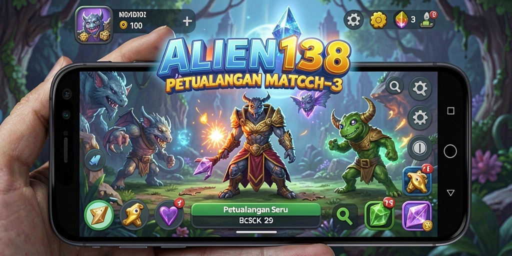 Gameplay Match-3 yang penuh warna dan seru.
