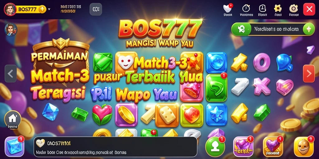 Screenshot gameplay BOS777 menampilkan keseruan permainan Match-3.