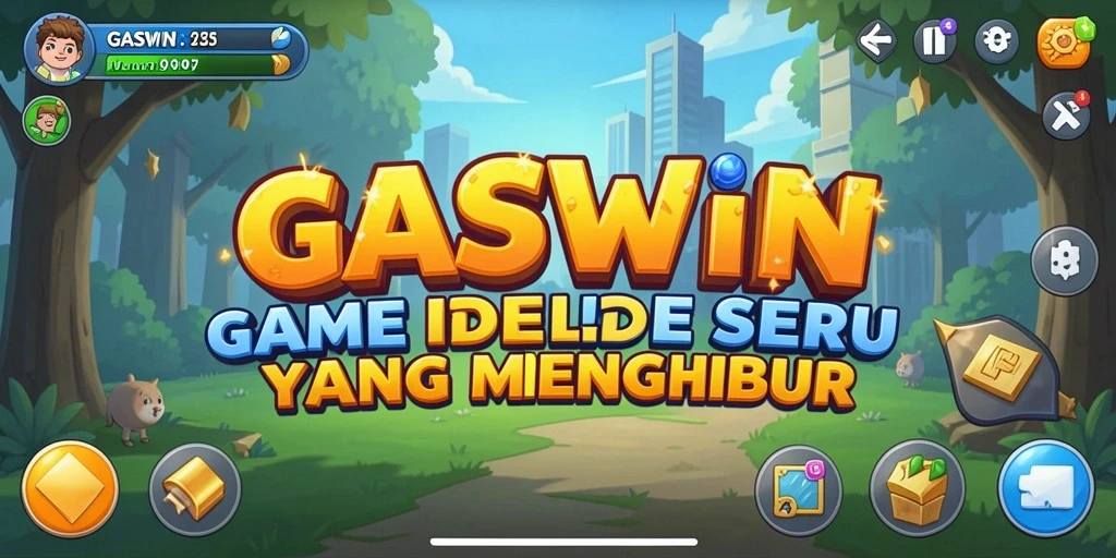 Tampilan gameplay <strong>GASWIN</strong> yang menampilkan karakter sedang bekerja secara otomatis.