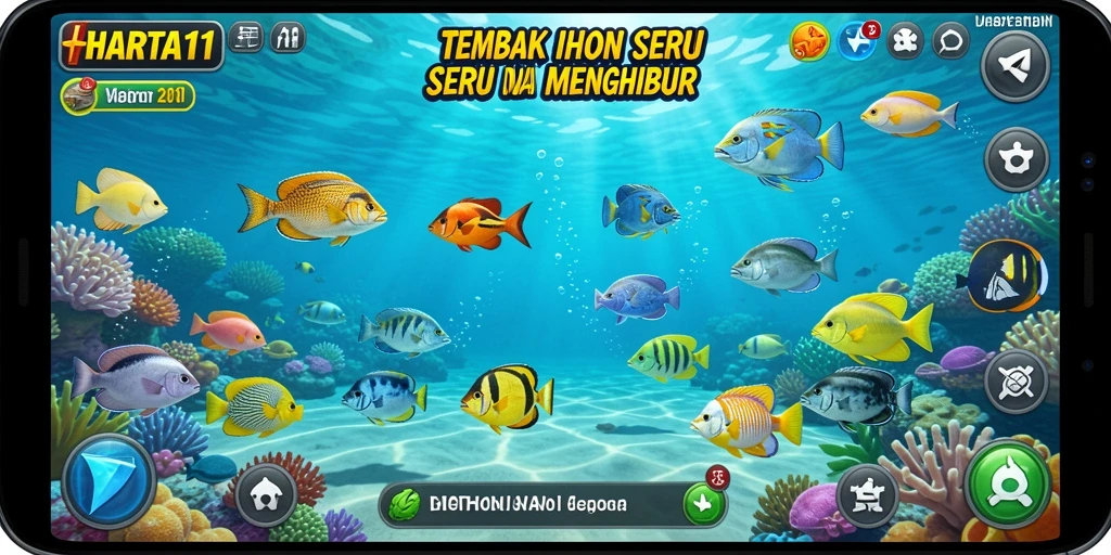 Tampilan gameplay HARTA11 yang menarik saat menembak ikan.