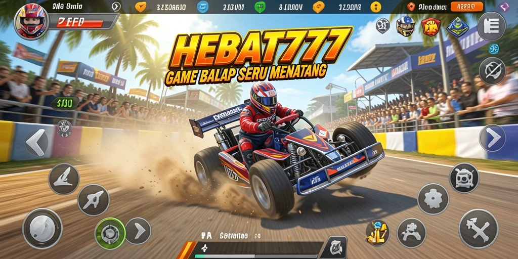 Gameplay HEBAT777 yang seru dan penuh aksi dalam balapan.