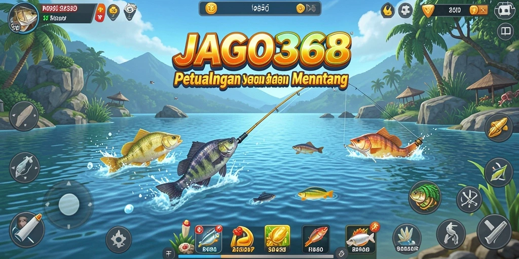Screenshot JAGO368 menampilkan aksi memancing yang seru dan lokasi indah.