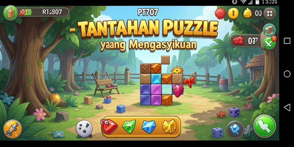Tampilan gameplay puzzle menantang dan menyenangkan di PT707.