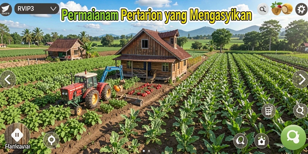 Gameplay RVIP3 yang memukau dengan aktivitas pertanian yang seru.