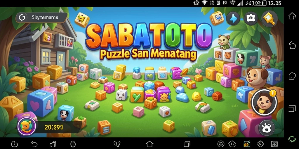 Screenshot gameplay SABATOTO menampilkan berbagai teka-teki yang menarik.