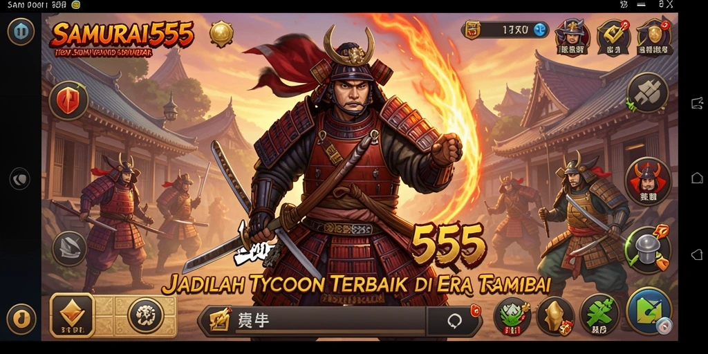 Screenshot gameplay <strong>SAMURAI555</strong> menunjukkan strategi bisnis yang menarik dan kompetitif.