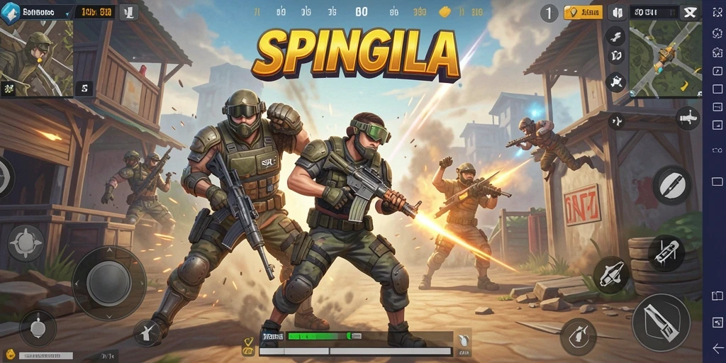 Gameplay SPINGILA yang penuh aksi dalam pertempuran Battle Royale.