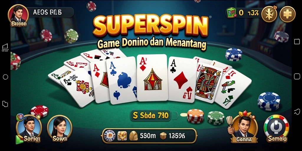 Tampilan gameplay mengasyikkan dalam game Domino SUPERSPIN.