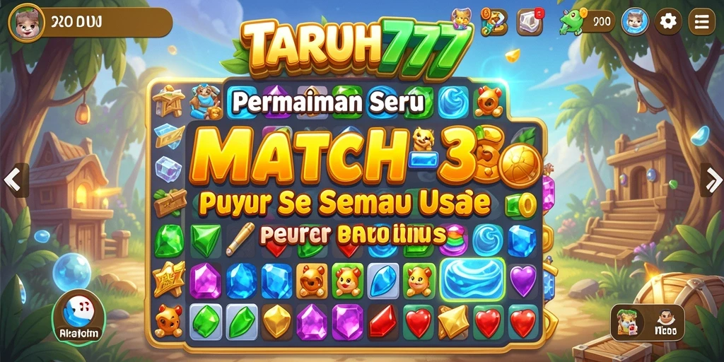 Screenshot gameplay TARUH777 yang menampilkan aksi seru mencocokkan item Match-3.